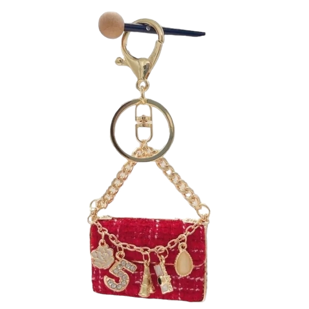 NEW Red Purse W/ Charms Keychain